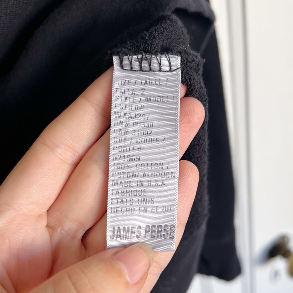 James Perse • Vintage French Terry Sweatshirt black raglan pullover cotton knit - Picture 8 of 10